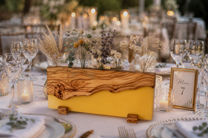 Jarrón Decorativo para Flores Secas en Madera de Olivo y Resina Epoxy
