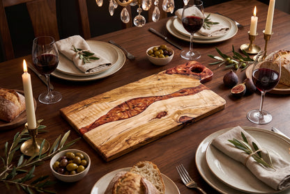 Tabla de Presentación Exclusiva en Madera de Olivo y Resina Epoxi