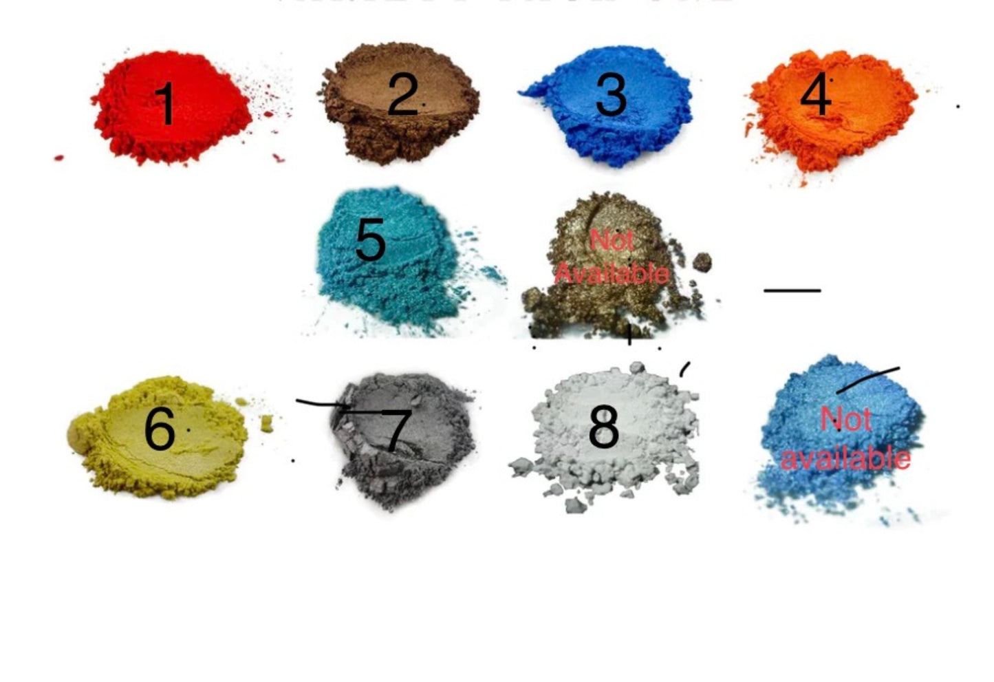 Muestras de colores de resina epoxy para personalización