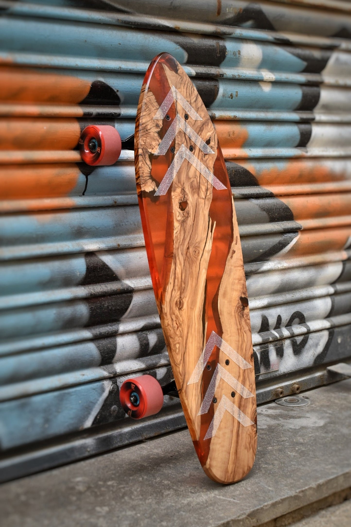 Wood & Epoxy Resin Skateboard Deck, Custom Olive Wood Longboard, Surf Skate Cruiser Board, Gift for Him Birthday, Special Gifts for Grandson