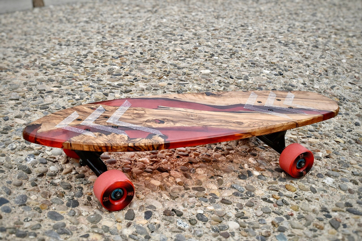 Wood & Epoxy Resin Skateboard Deck, Custom Olive Wood Longboard, Surf Skate Cruiser Board, Gift for Him Birthday, Special Gifts for Grandson