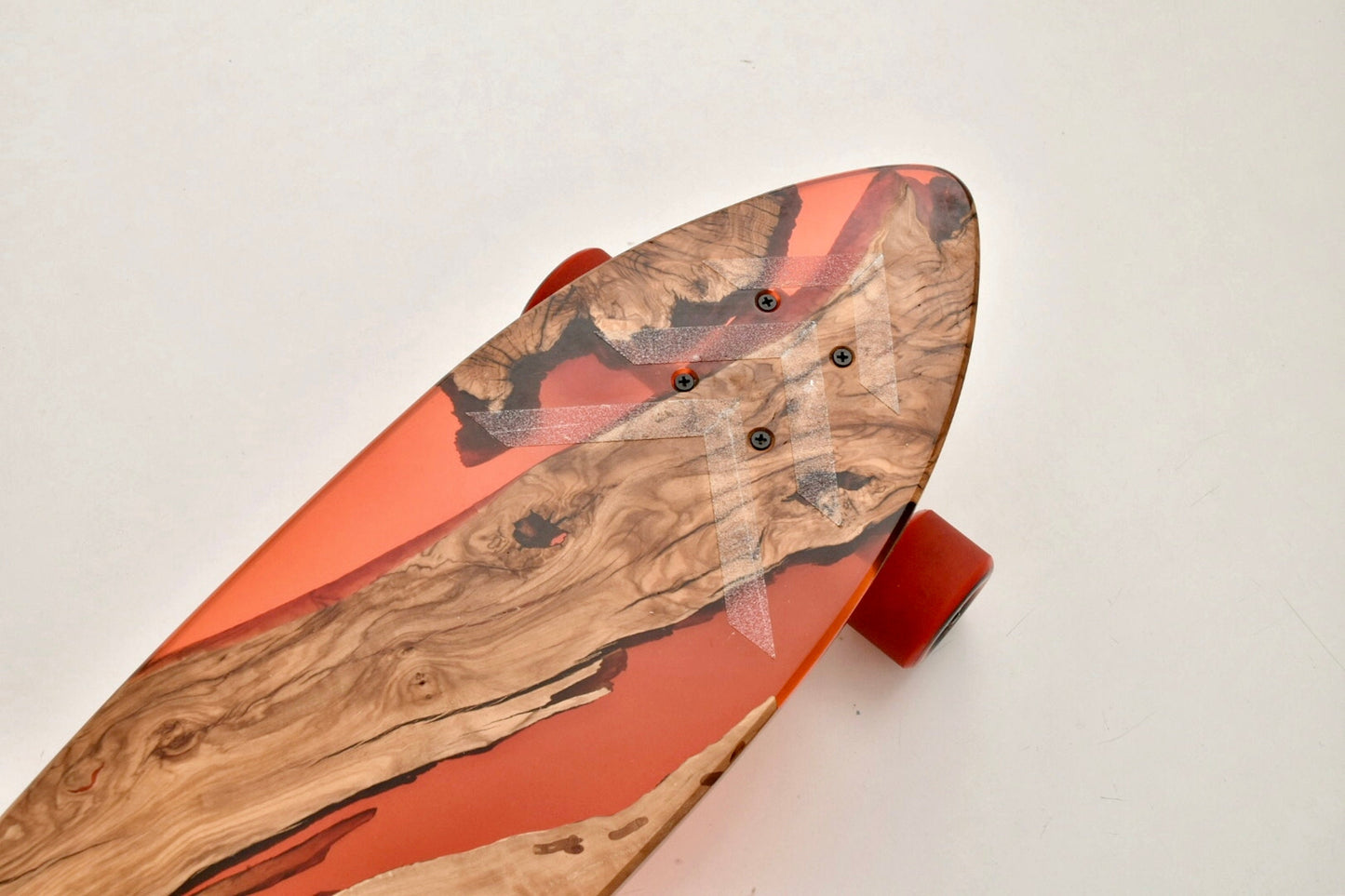 Wood & Epoxy Resin Skateboard Deck, Custom Olive Wood Longboard, Surf Skate Cruiser Board, Gift for Him Birthday, Special Gifts for Grandson