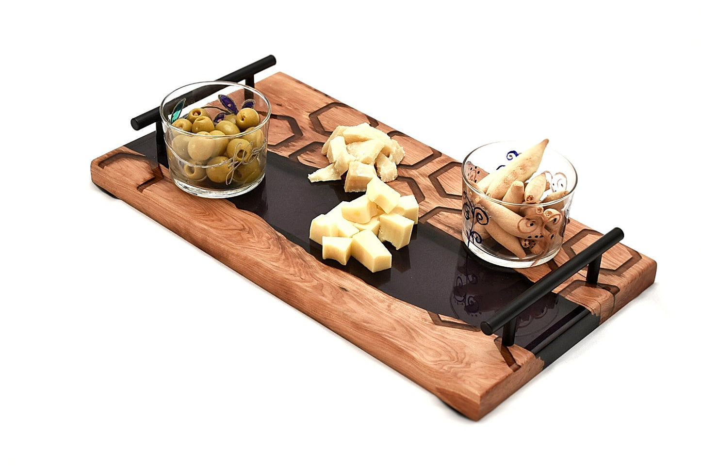 Bandeja de Servir Exclusiva en Madera y Resina Epoxi