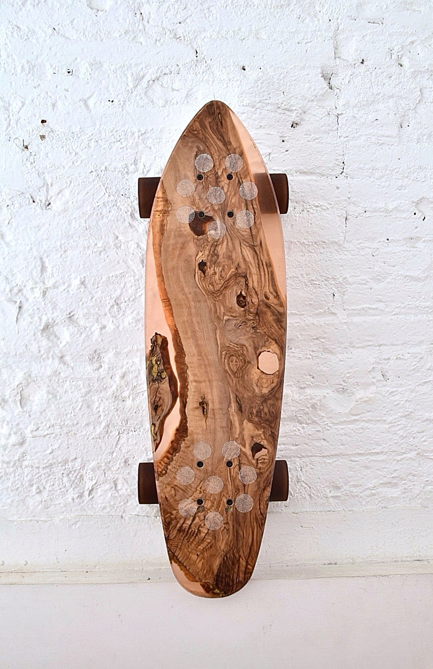 Wood & Epoxy Resin Skateboard Deck, Custom Olive Wood Longboard, Surf Skate Cruiser Board, Gift for Him Birthday, Special Gifts for Grandson