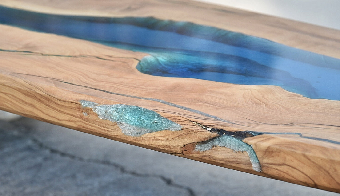 Wood & Epoxy Resin Skateboard Deck, Custom Olive Wood Longboard, Surf Skate Cruiser Board, Gift for Him Birthday, Special Gifts for Grandson