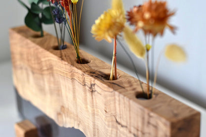 Wooden Dried Flowers Vase, Olive Wood & Epoxy Resin Dried Flower Pot, Bud Vase, Neutral Boho Decor, New Home Gifts, Unique Housewarming Gift