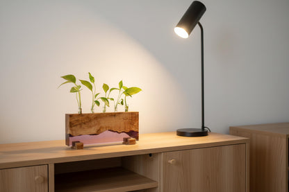 Handmade Olive Wood Propagation Station, Epoxy Resin Plant Stand